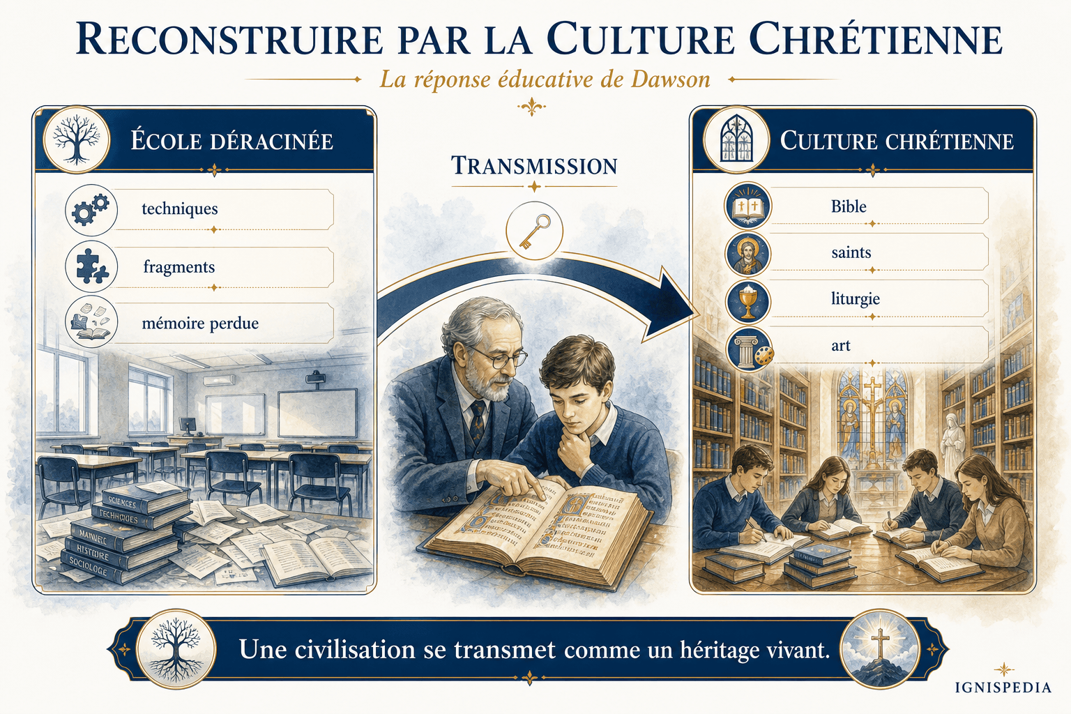 Infographie sur la reconstruction par la culture chrétienne selon Dawson