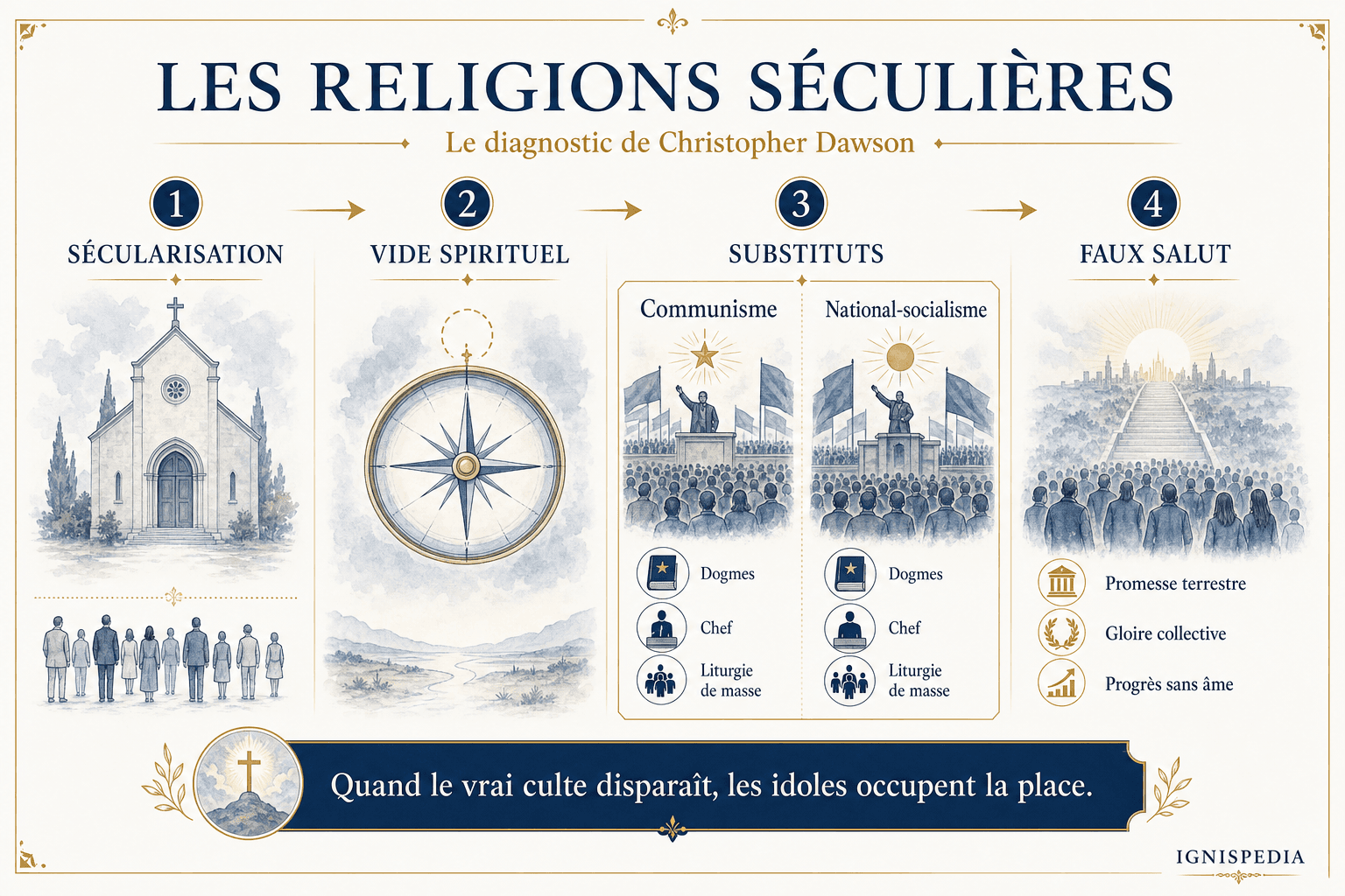 Infographie sur les religions séculières selon Christopher Dawson