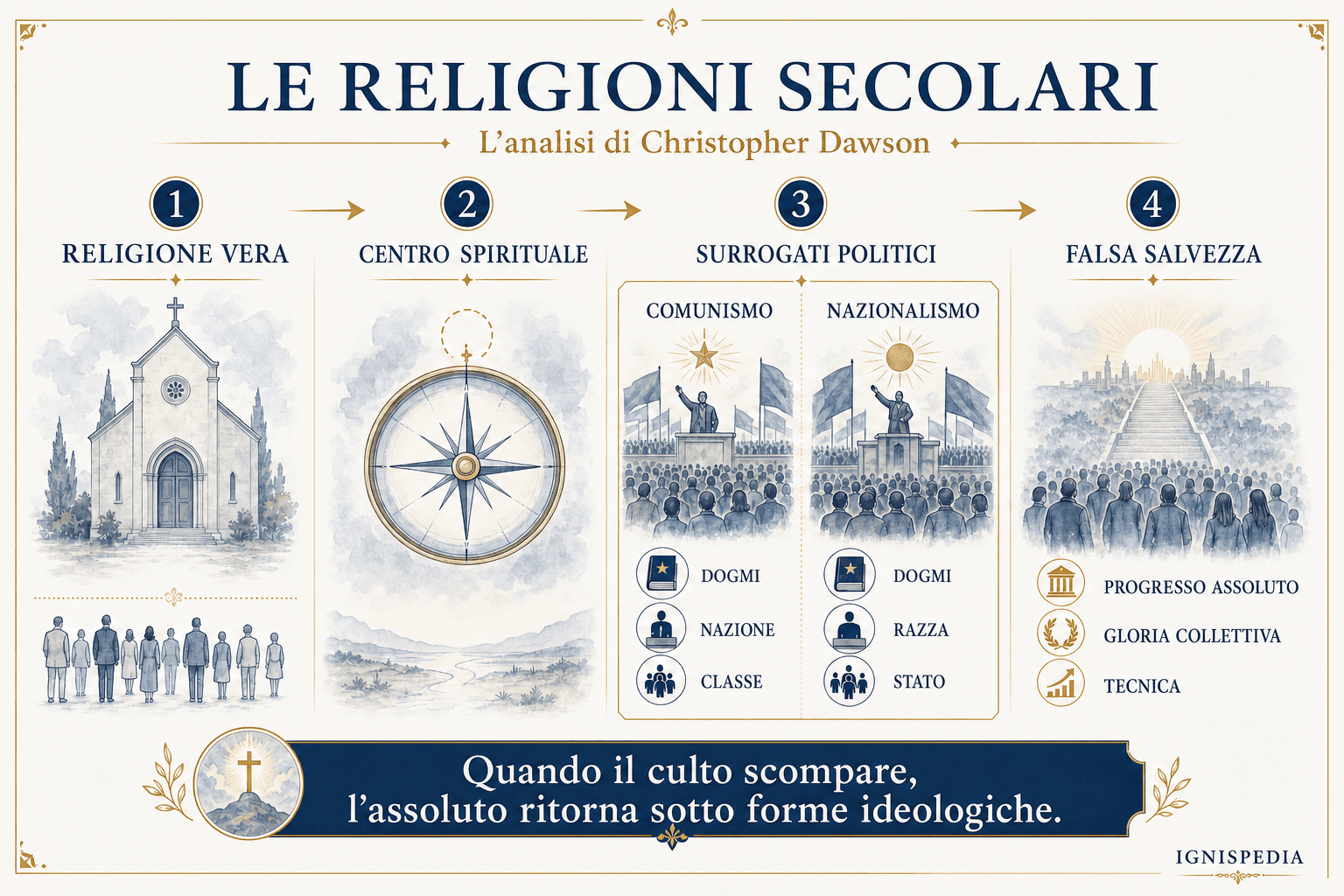 Infografica sulle religioni secolari secondo Christopher Dawson