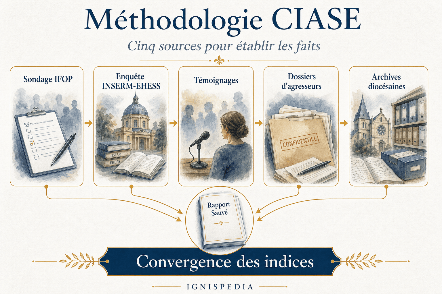 Infographie sur les cinq sources méthodologiques de la CIASE