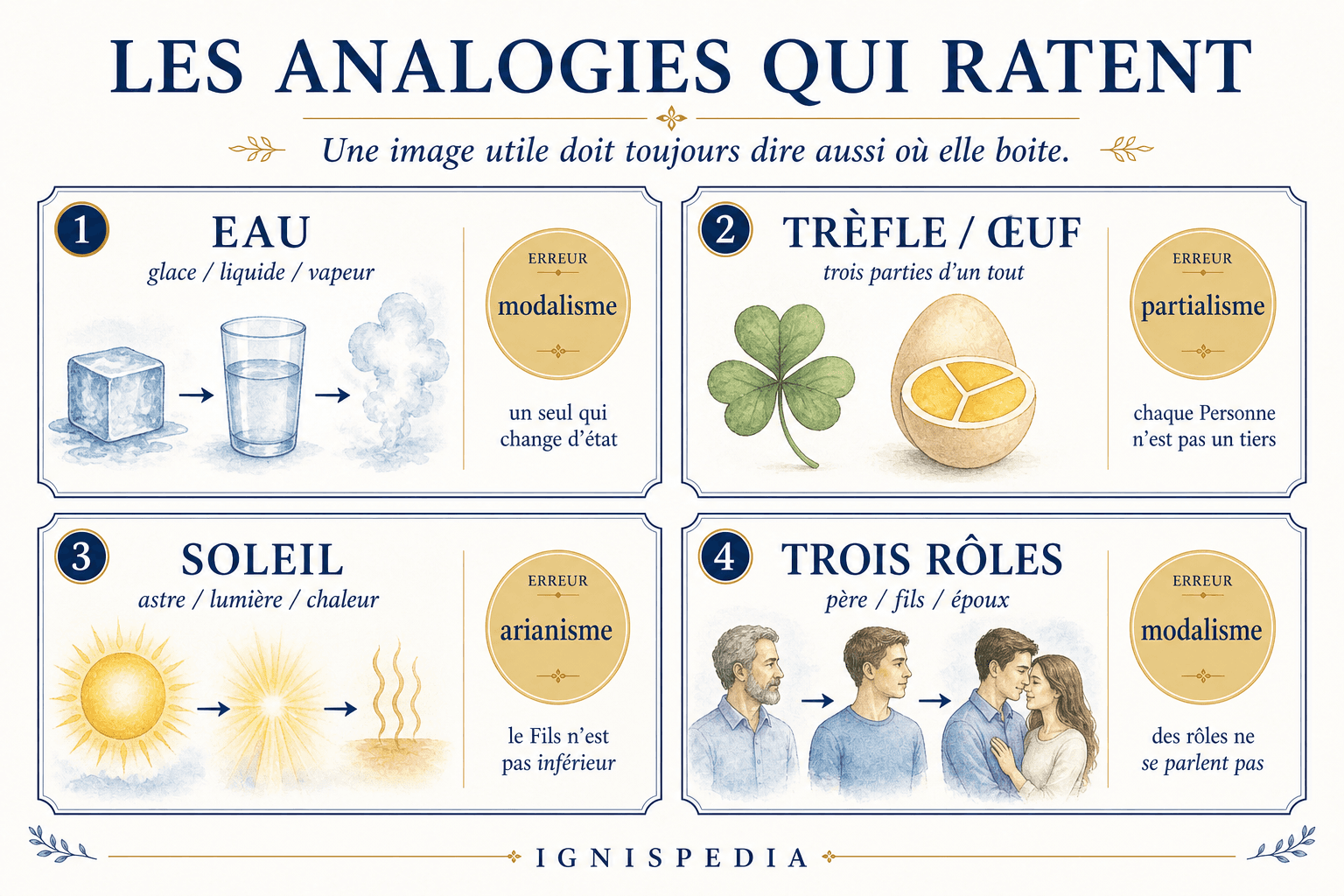 Les analogies qui ratent : eau, trèfle ou œuf, soleil, trois rôles