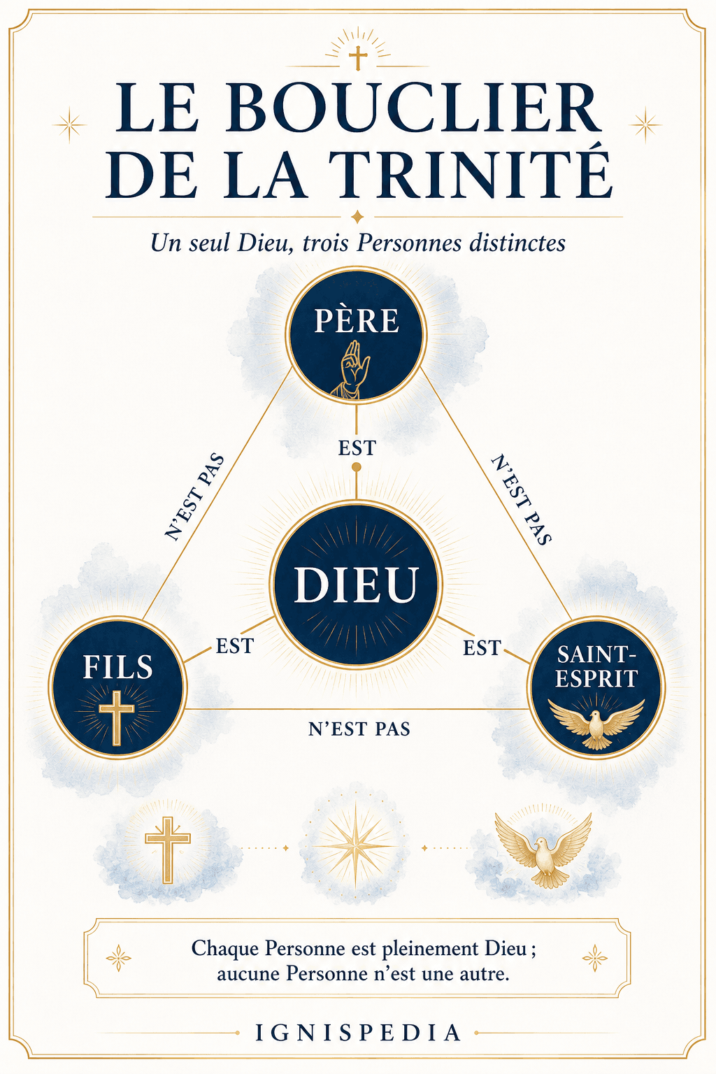 Le Bouclier de la Trinité (Scutum Fidei) : le Père, le Fils et l'Esprit sont chacun Dieu, mais ne sont pas entre eux
