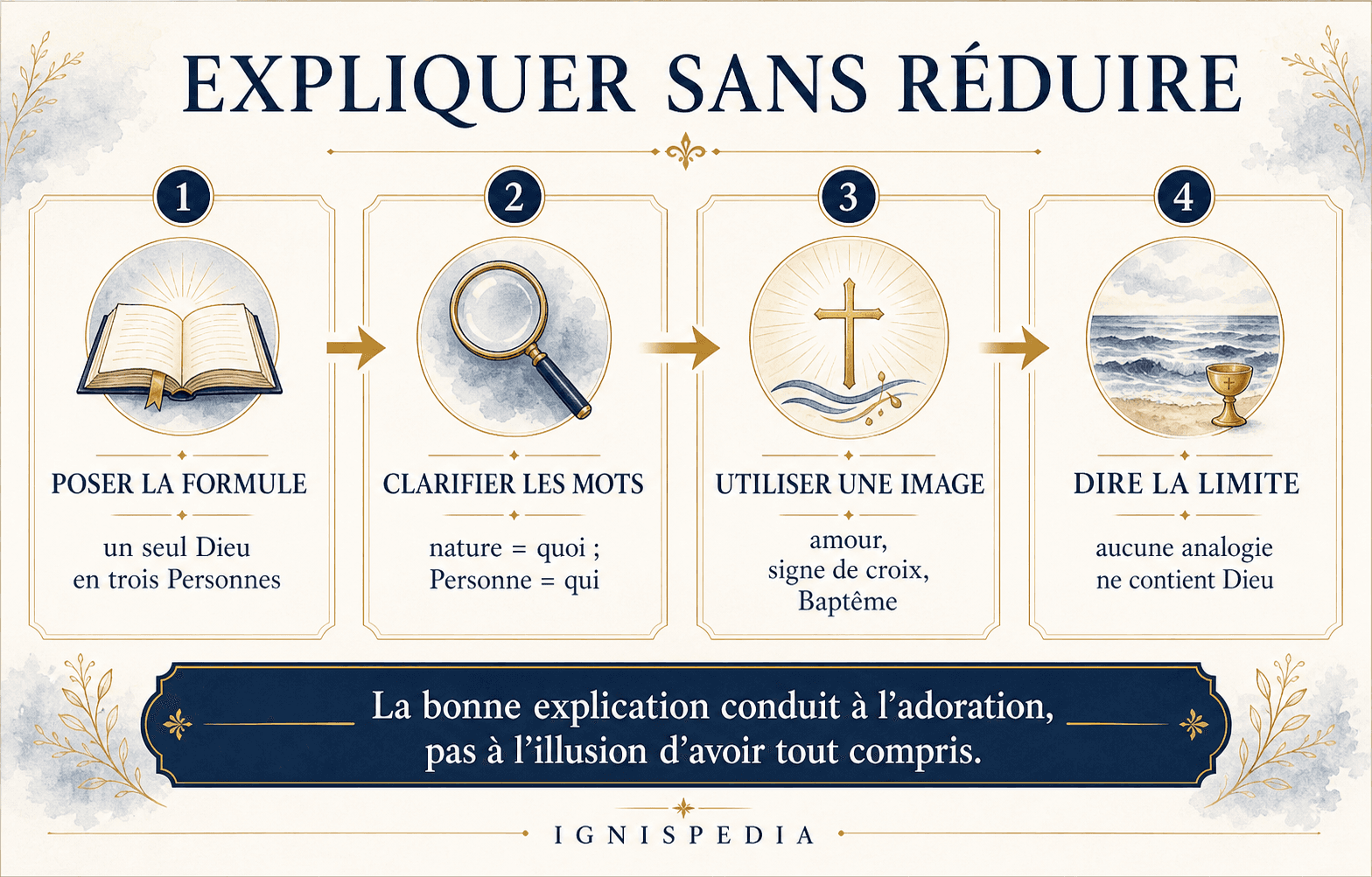 Méthode en quatre étapes pour expliquer la Trinité sans la réduire