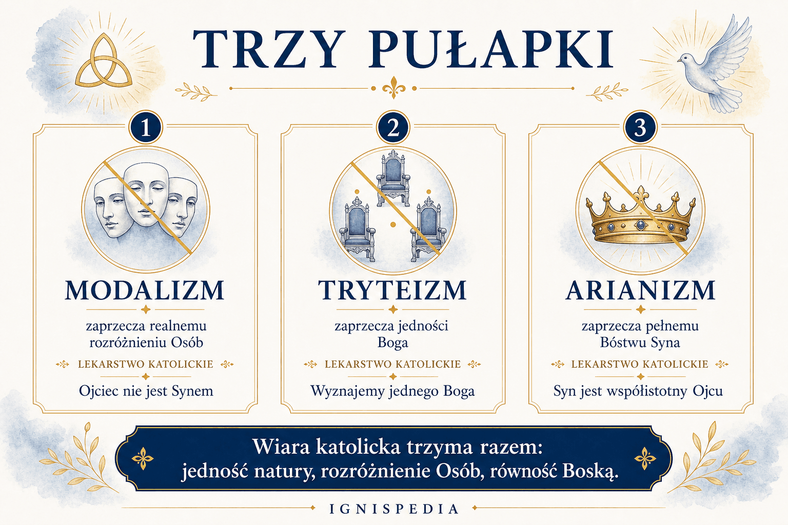 Trzy pułapki w wyjaśnianiu Trójcy: modalizm, tryteizm i arianizm wraz z lekarstwami katolickimi