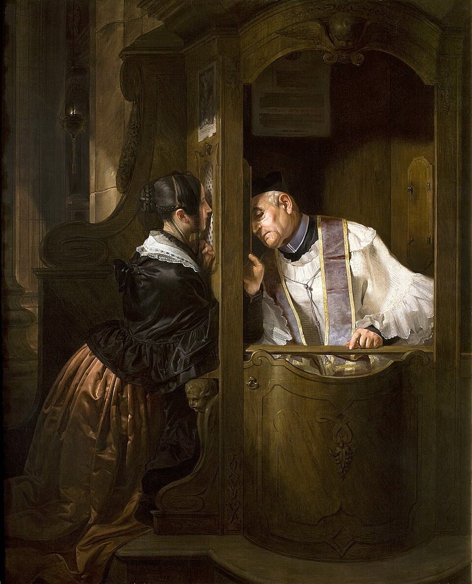 A faithful received in confession — sacrament of Reconciliation