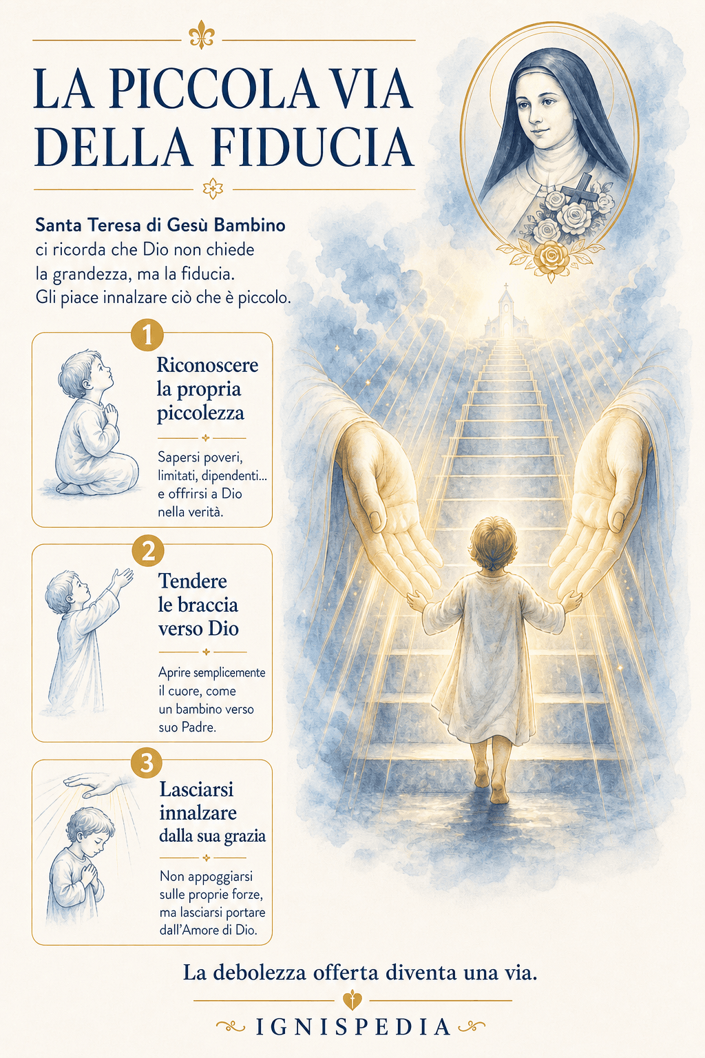 Infografica della piccola via della fiducia di santa Teresa di Lisieux