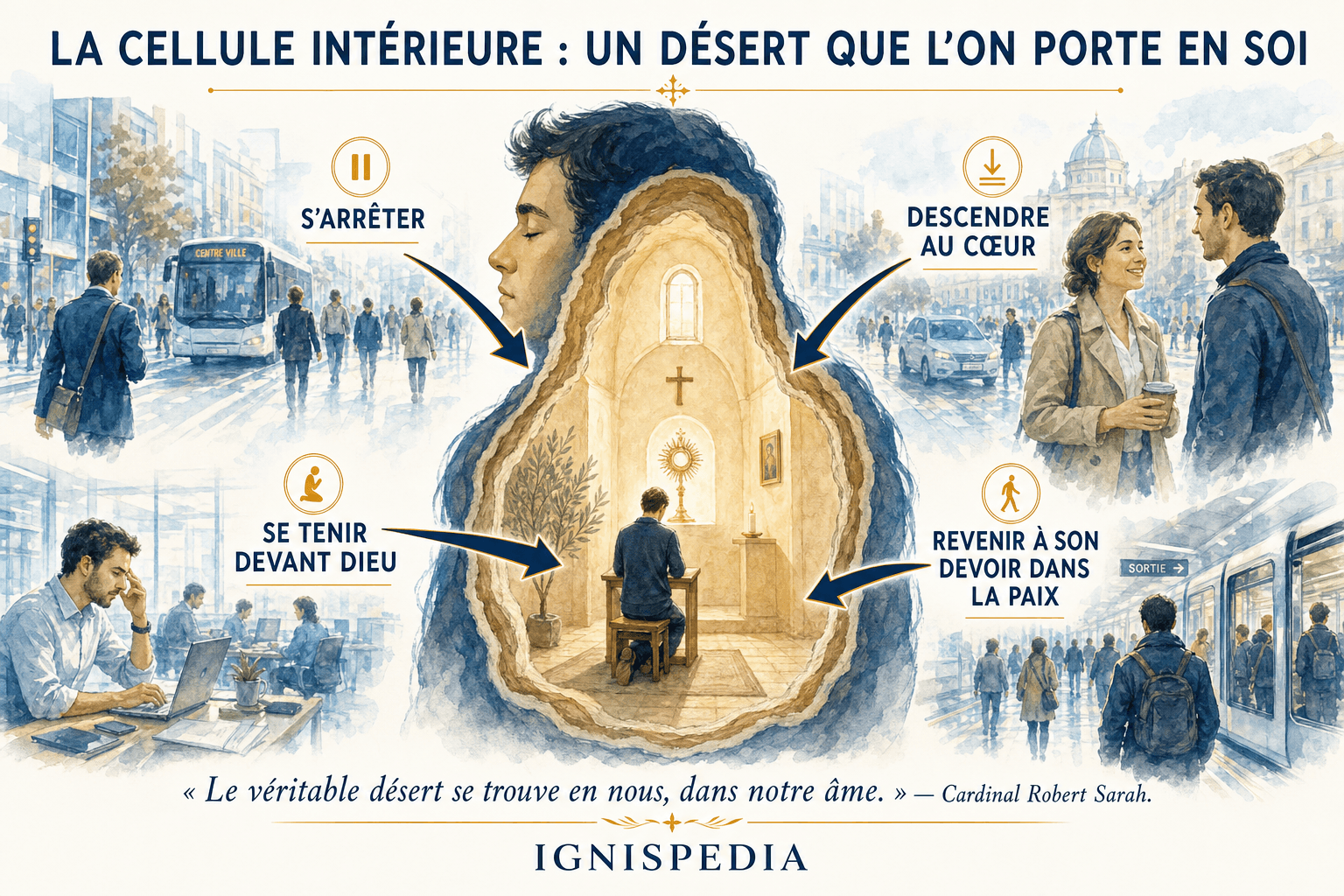 La cellule intérieure comme désert porté en soi au milieu du travail, de la ville et des transports