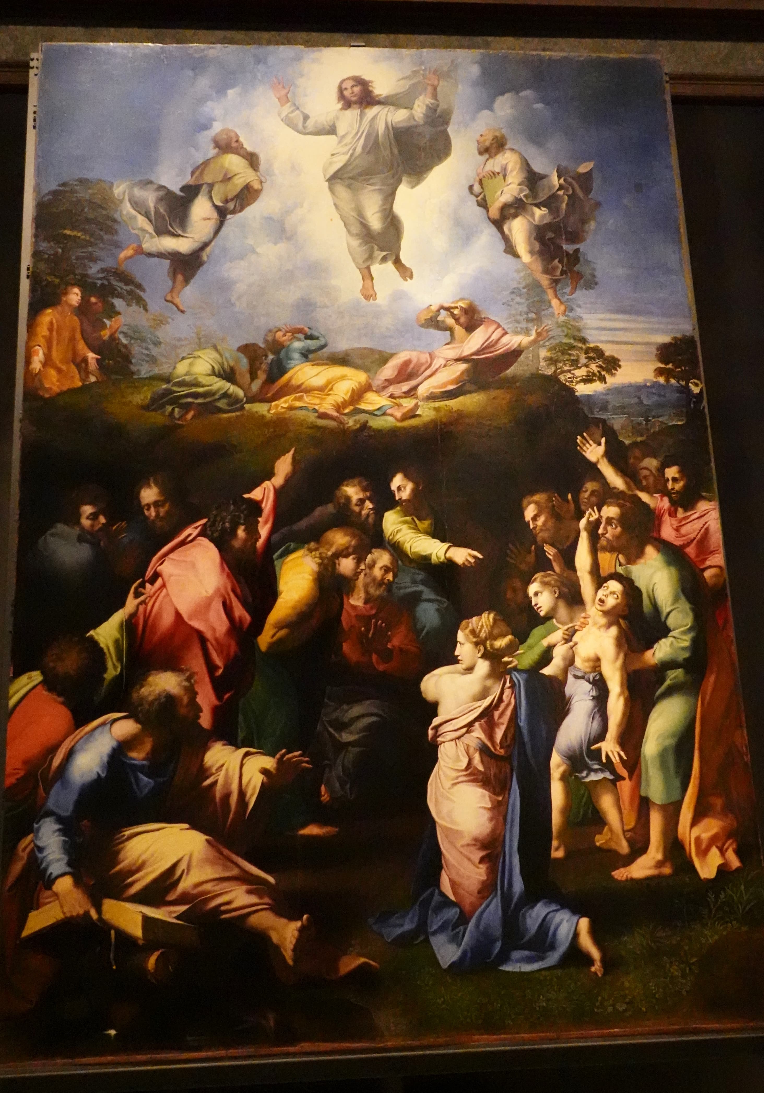 La Trasfigurazione di Cristo tra Mosè ed Elia — dipinto di Raffaello (1518–1520), Pinacoteca Vaticana.