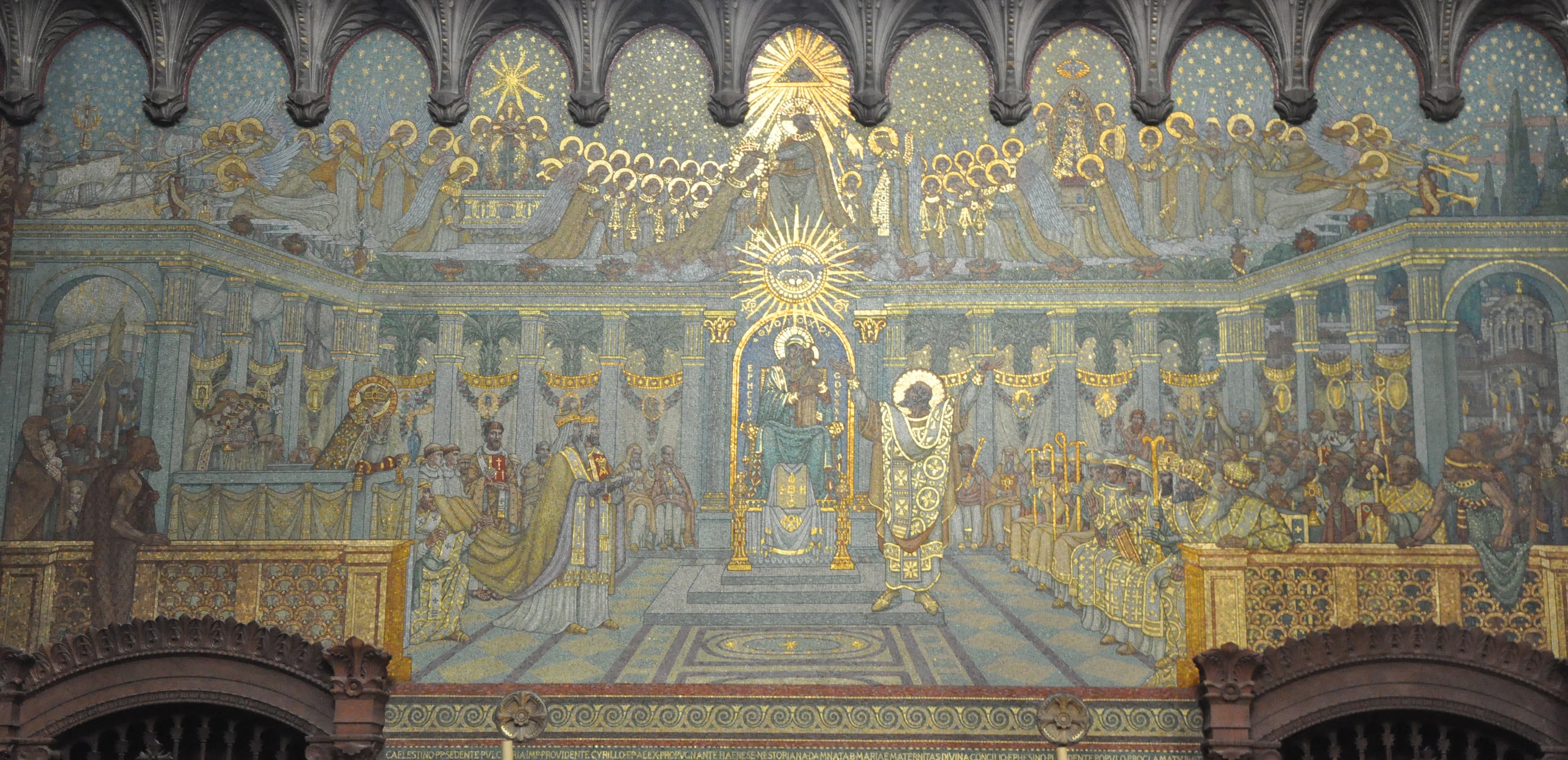Mosaico do concílio de Éfeso (431) na basílica de Fourvière, Lião