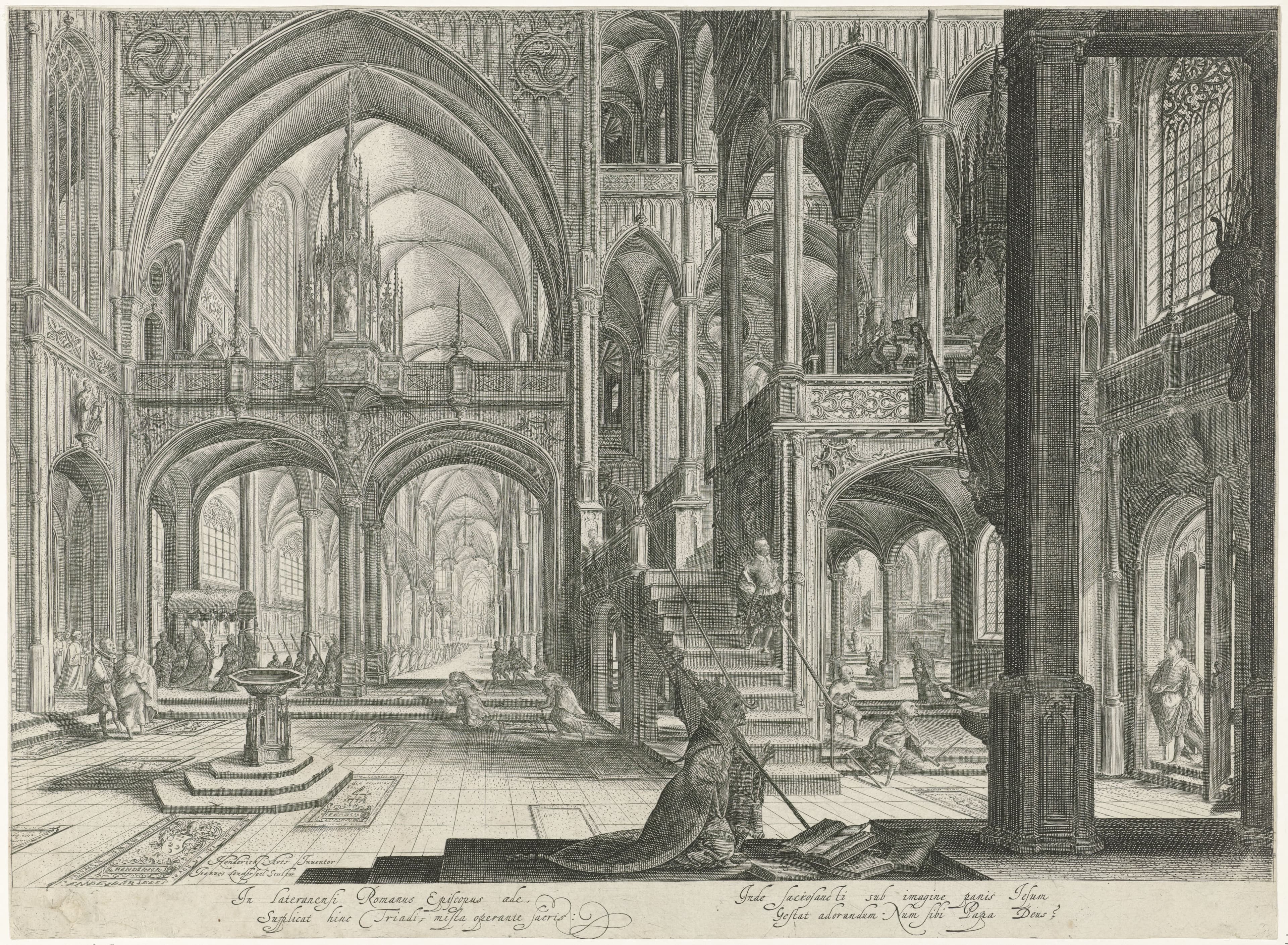 Interno antico della basilica di San Giovanni in Laterano a Roma