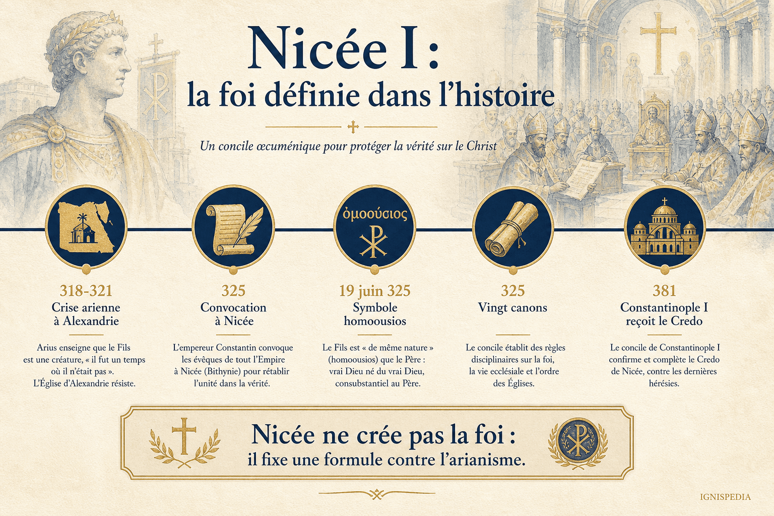 Infographie chronologique de la crise arienne jusqu'au concile de Nicée