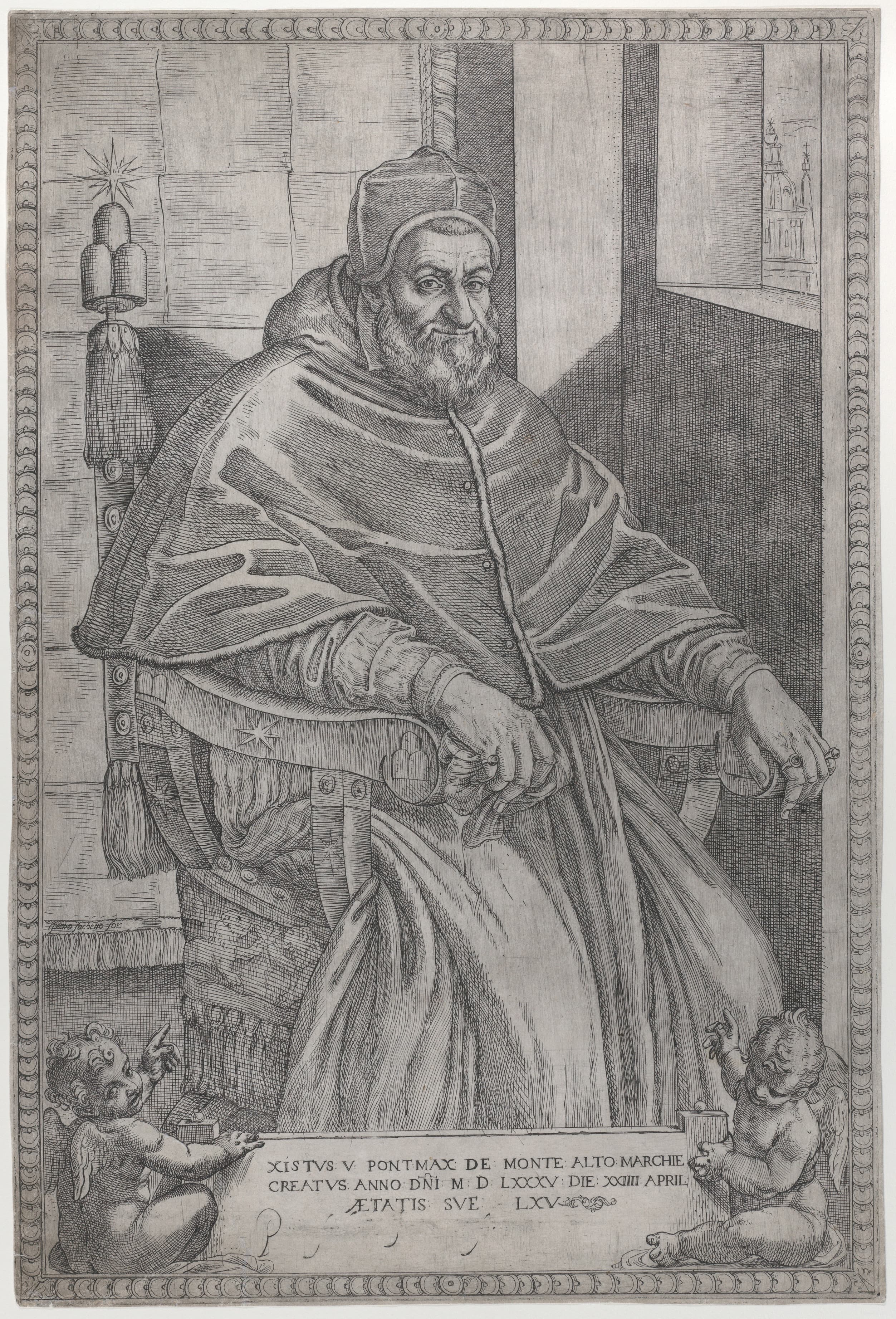 Portrait of Pope Sixtus V, painting by Pietro Facchetti