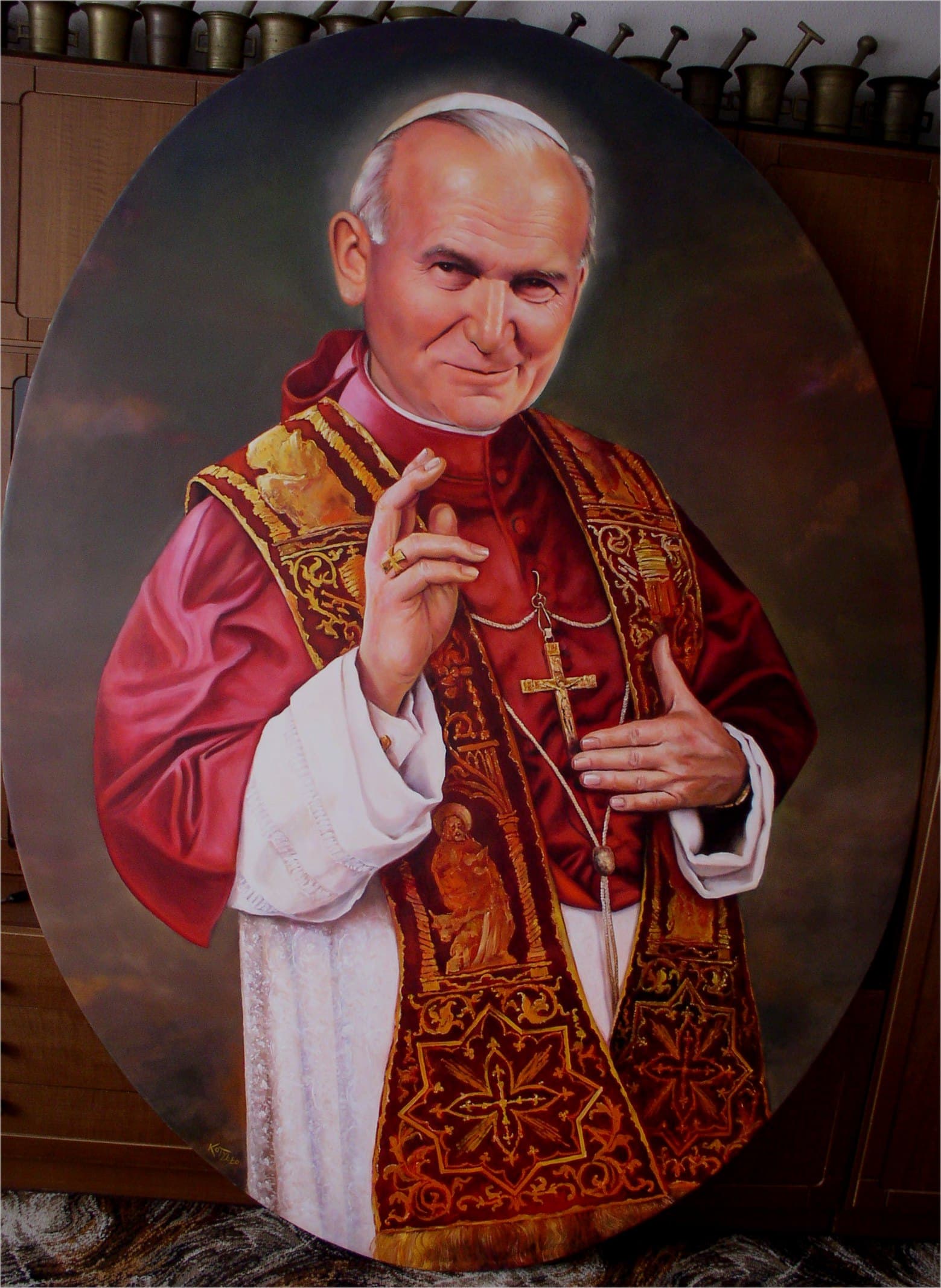 Painted portrait of John Paul II in Kielce Cathedral by Zbigniew Kotyłło