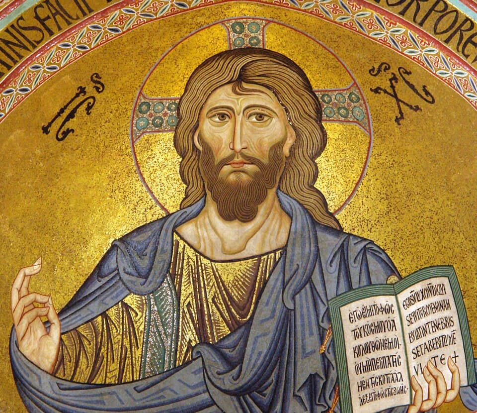 Cristo Pantocrátor de Cefalú, mosaico bizantino del siglo XII.
