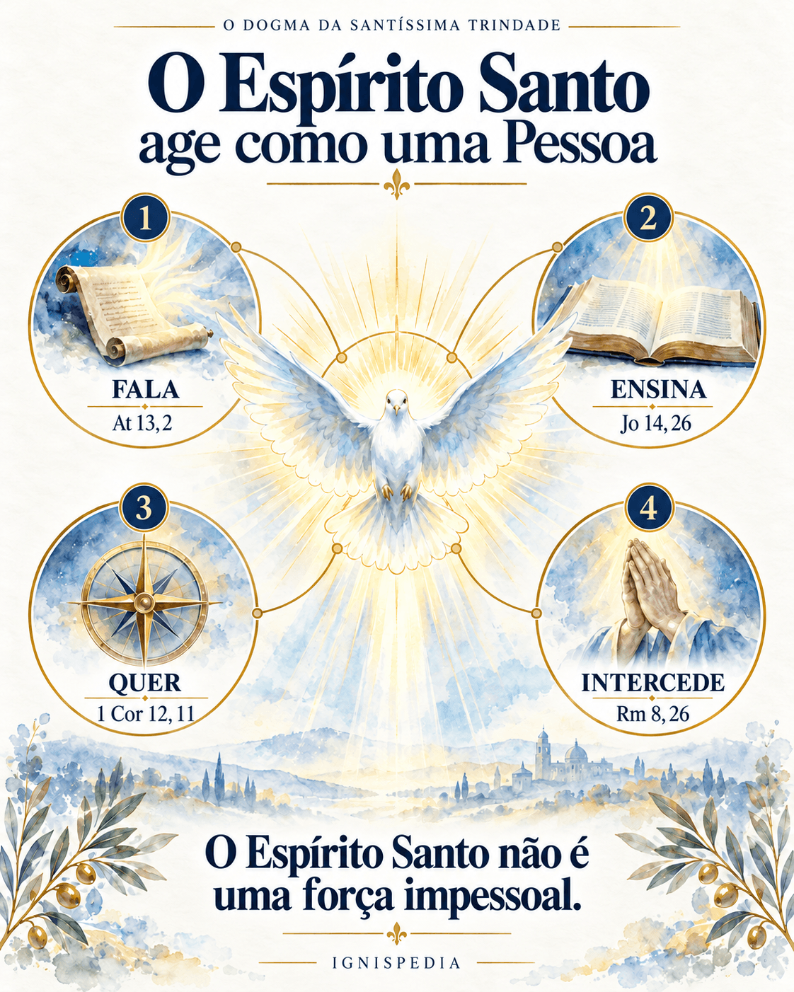 Quatro atos pessoais atribuídos ao Espírito Santo no Novo Testamento: falar, ensinar, querer e interceder