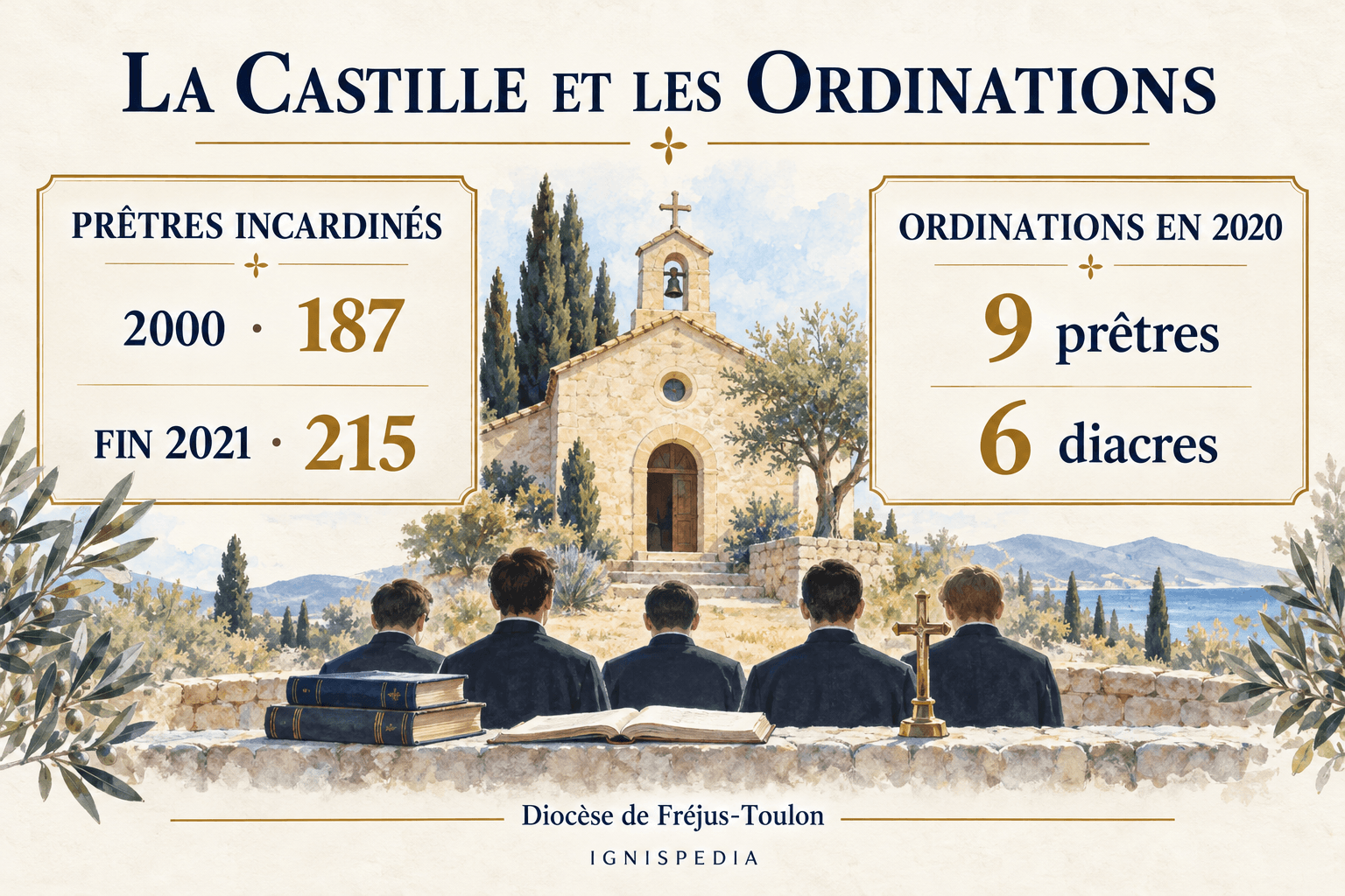 Effectifs de prêtres incardinés en 2000 et 2021, et ordinations sacerdotales et diaconales de 2020