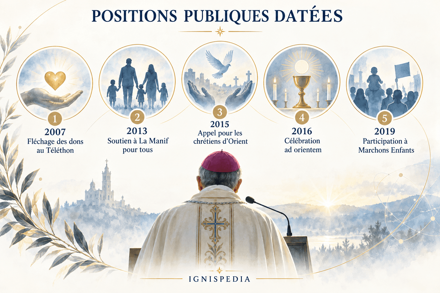 Cinq positions publiques de Dominique Rey datées de 2007 à 2019