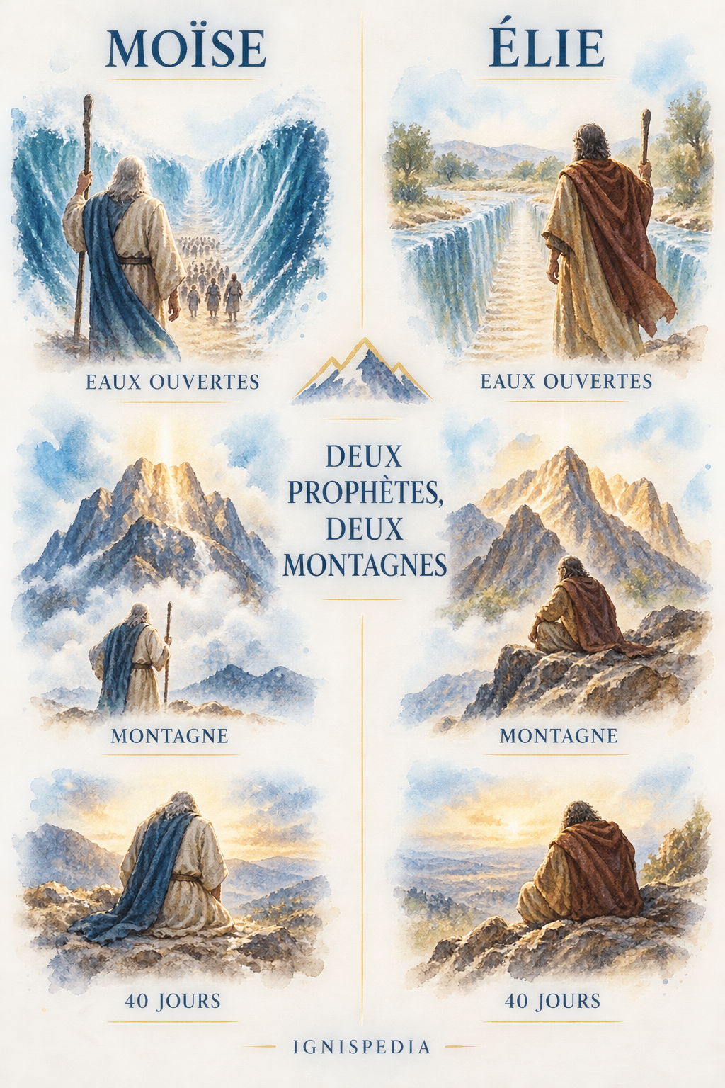 Moïse et Élie : eaux ouvertes, montagne et quarante jours
