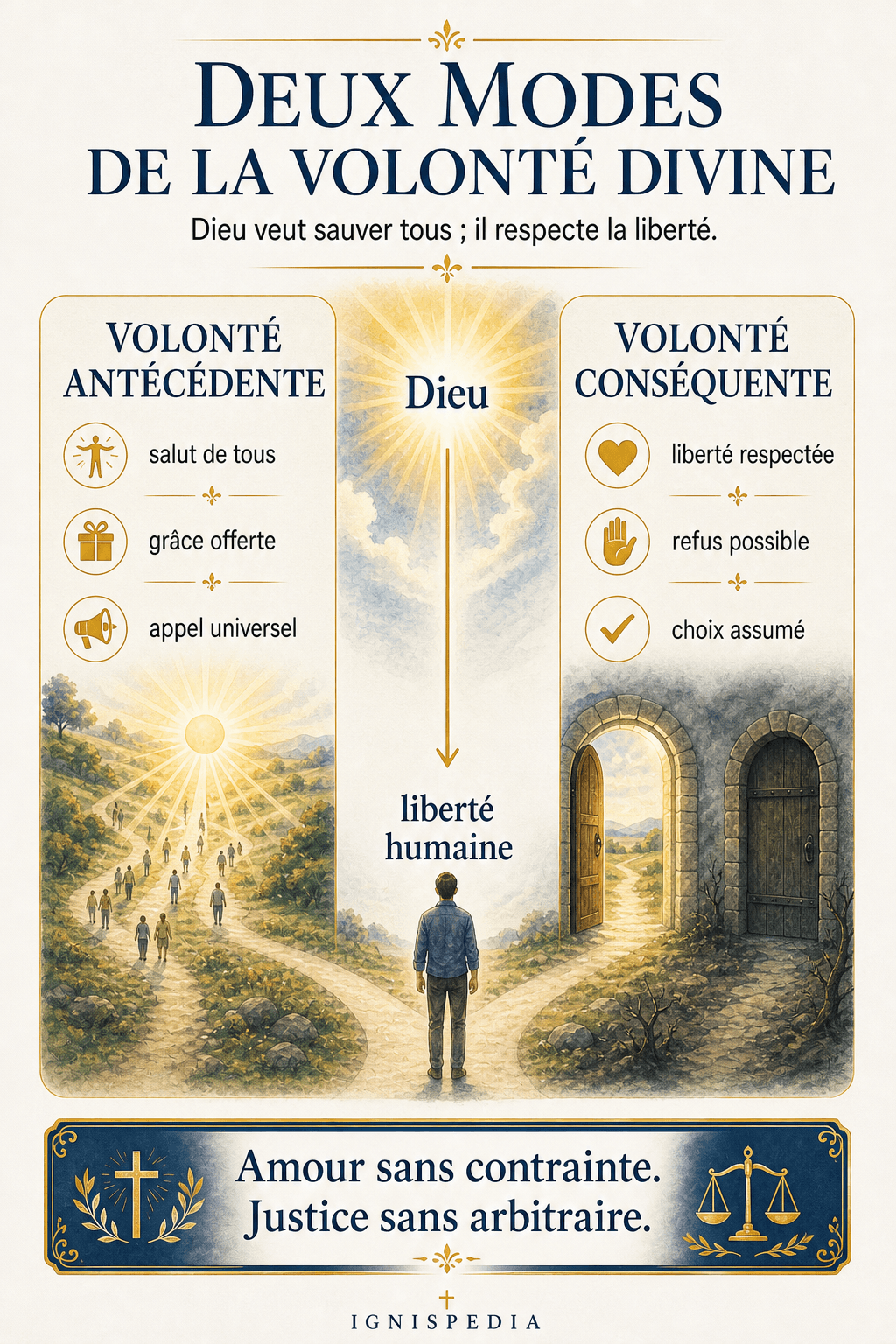 Infographie Ignispedia sur la volonté antécédente et la volonté conséquente