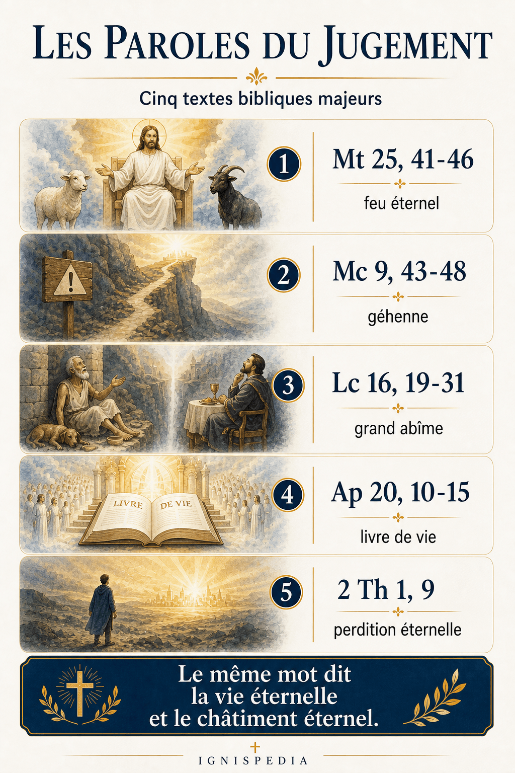 Infographie Ignispedia sur les paroles de Jésus concernant l'enfer