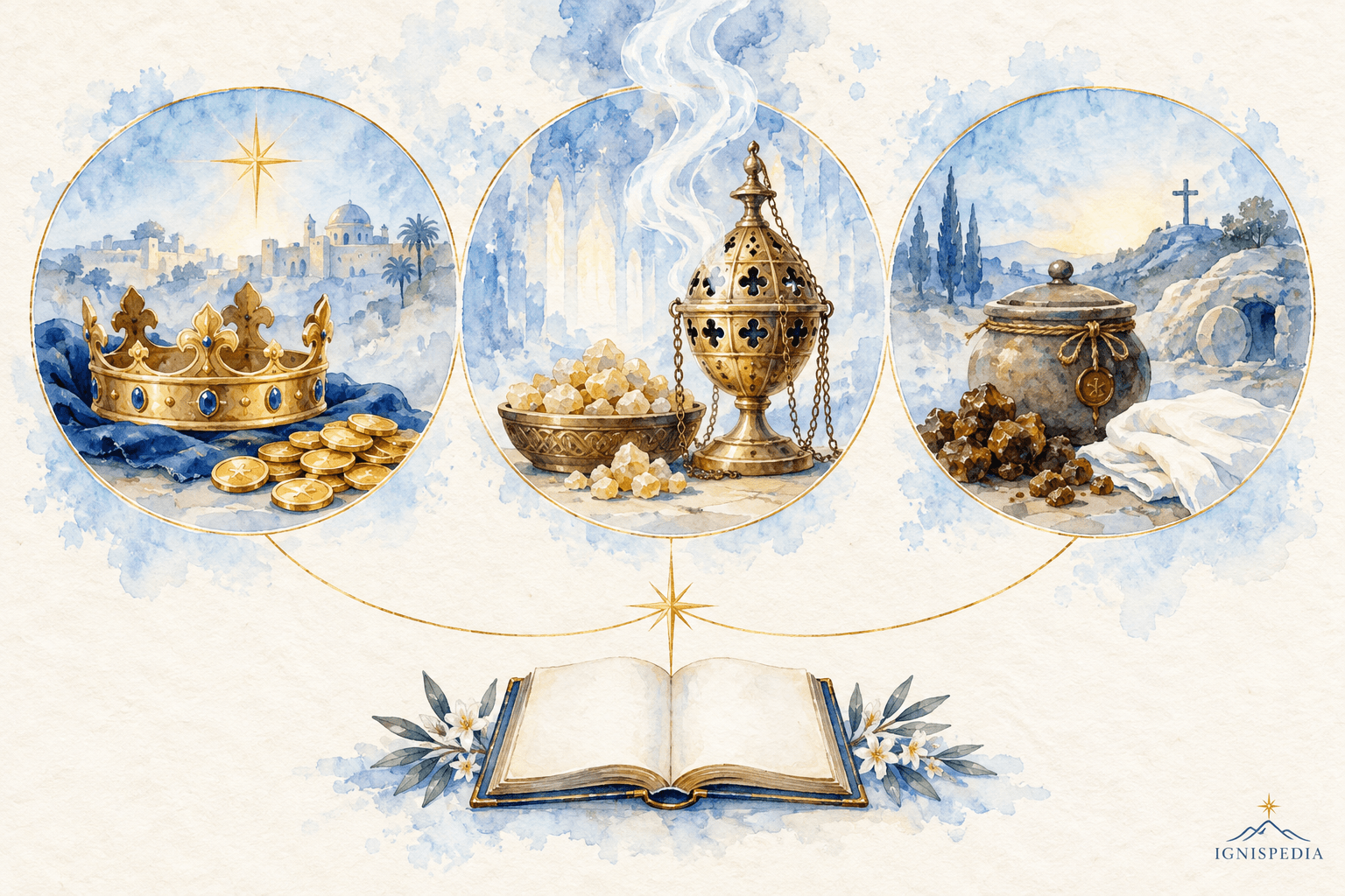 Gold, Weihrauch und Myrrhe: Königtum, Gottheit und sterbliche Menschheit Christi in der patristischen Deutung.