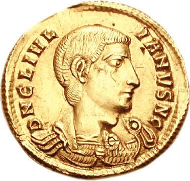 Porträt Julians auf einer Münze, die geprägt wurde, als er Caesar war.