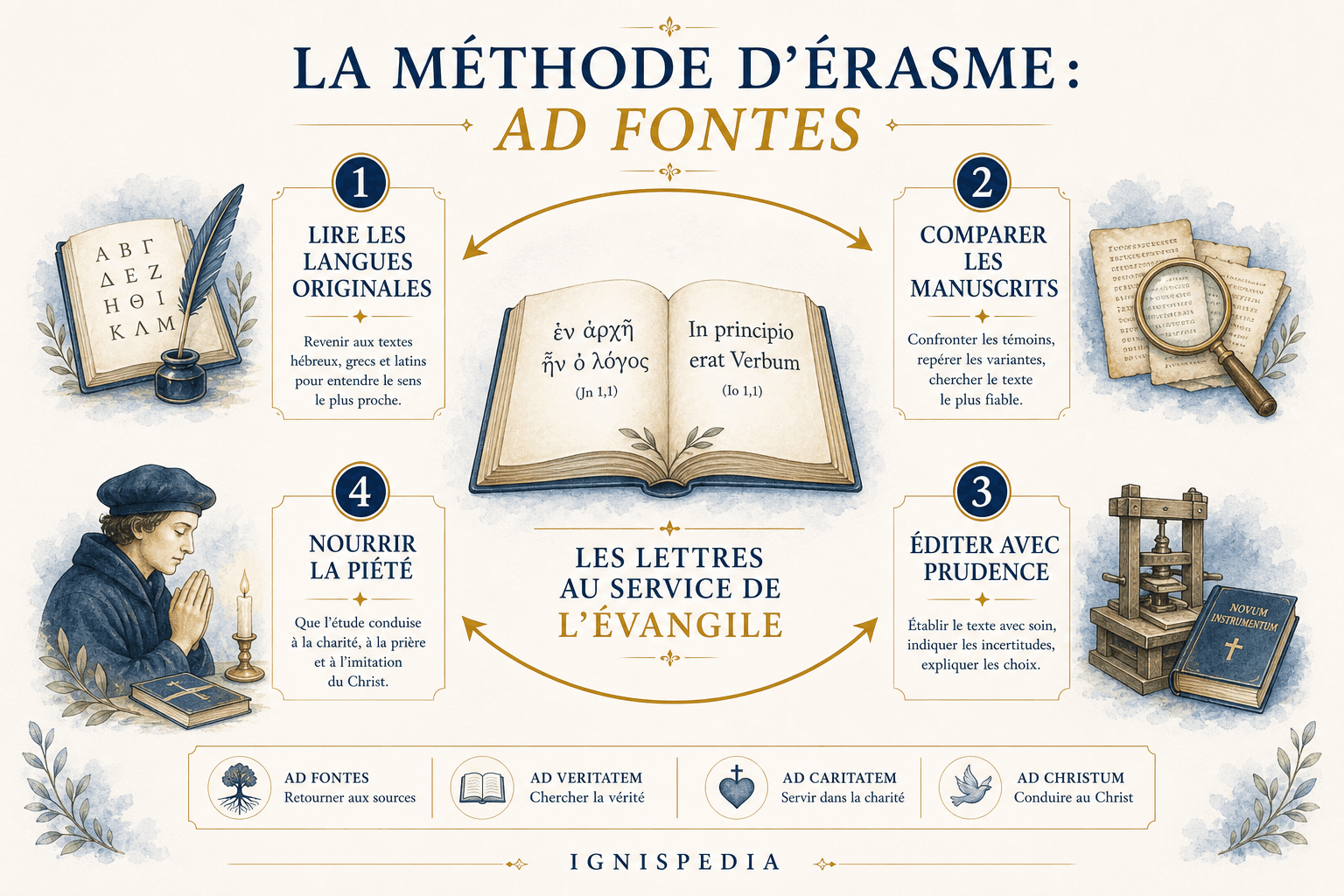 Infographie sur la méthode ad fontes d'Érasme
