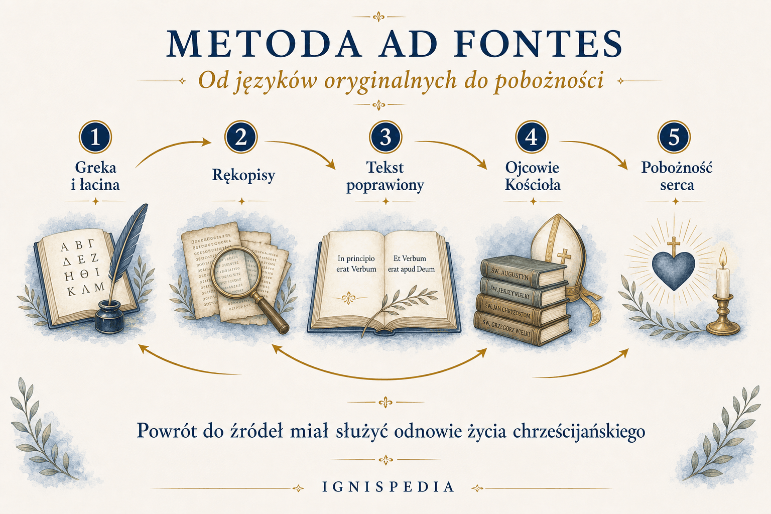 Infografika o metodzie ad fontes Erazma