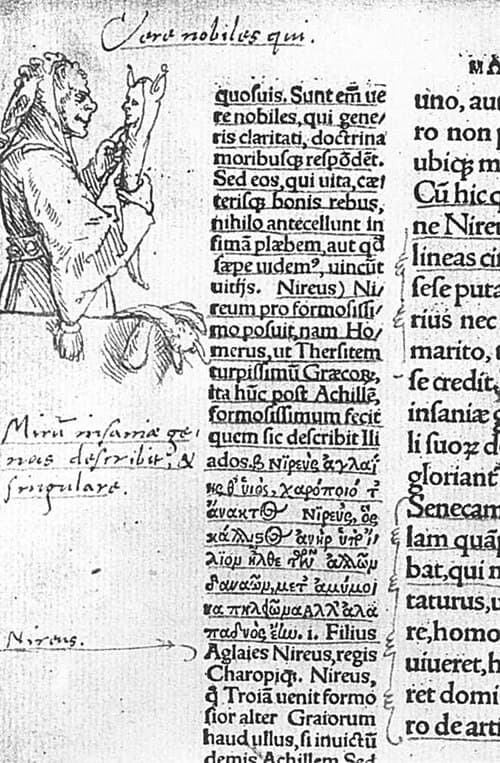 Randzeichnung Holbeins des Jüngeren zum Lob der Torheit, Basel 1515