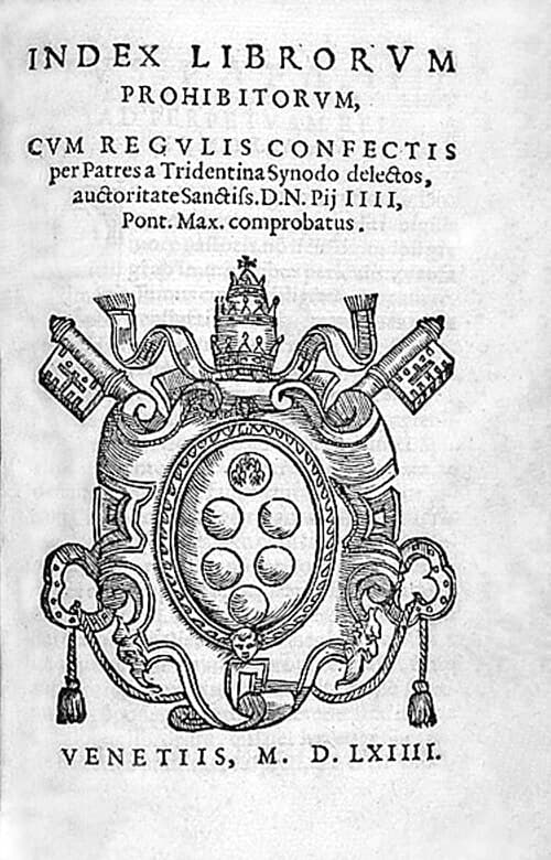 Titelblatt des Index der verbotenen Bücher, Venedig 1564