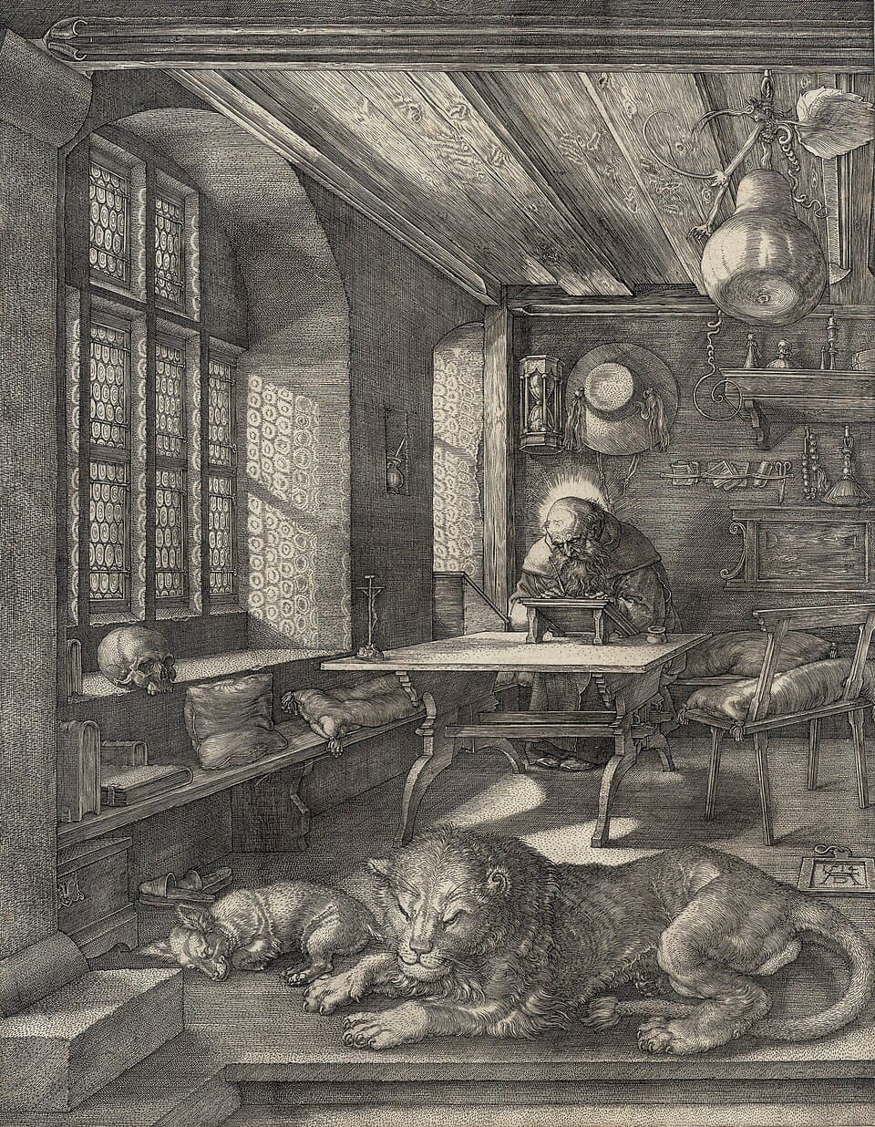 Der heilige Hieronymus in seiner Studierstube, Kupferstich Albrecht Dürers, 1514