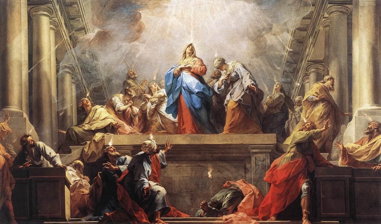 Pfingsten gemalt von Jean II Restout: die Herabkunft des Heiligen Geistes auf Maria und die Apostel