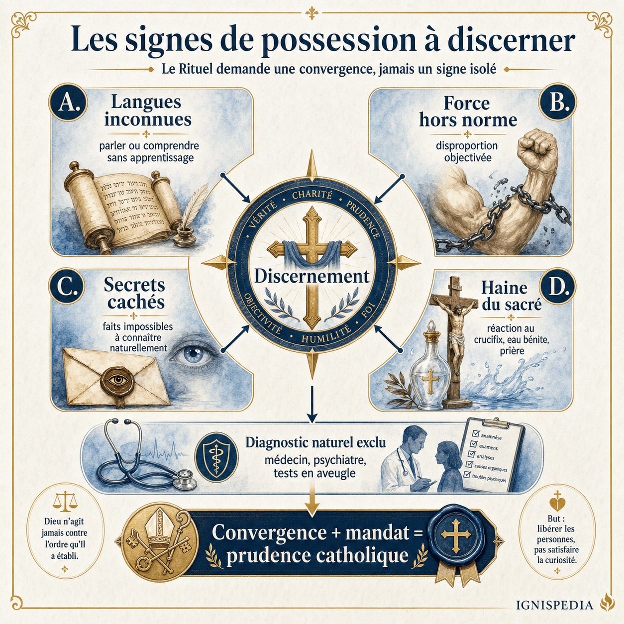 Infographie de convergence sur les signes traditionnels de possession démoniaque