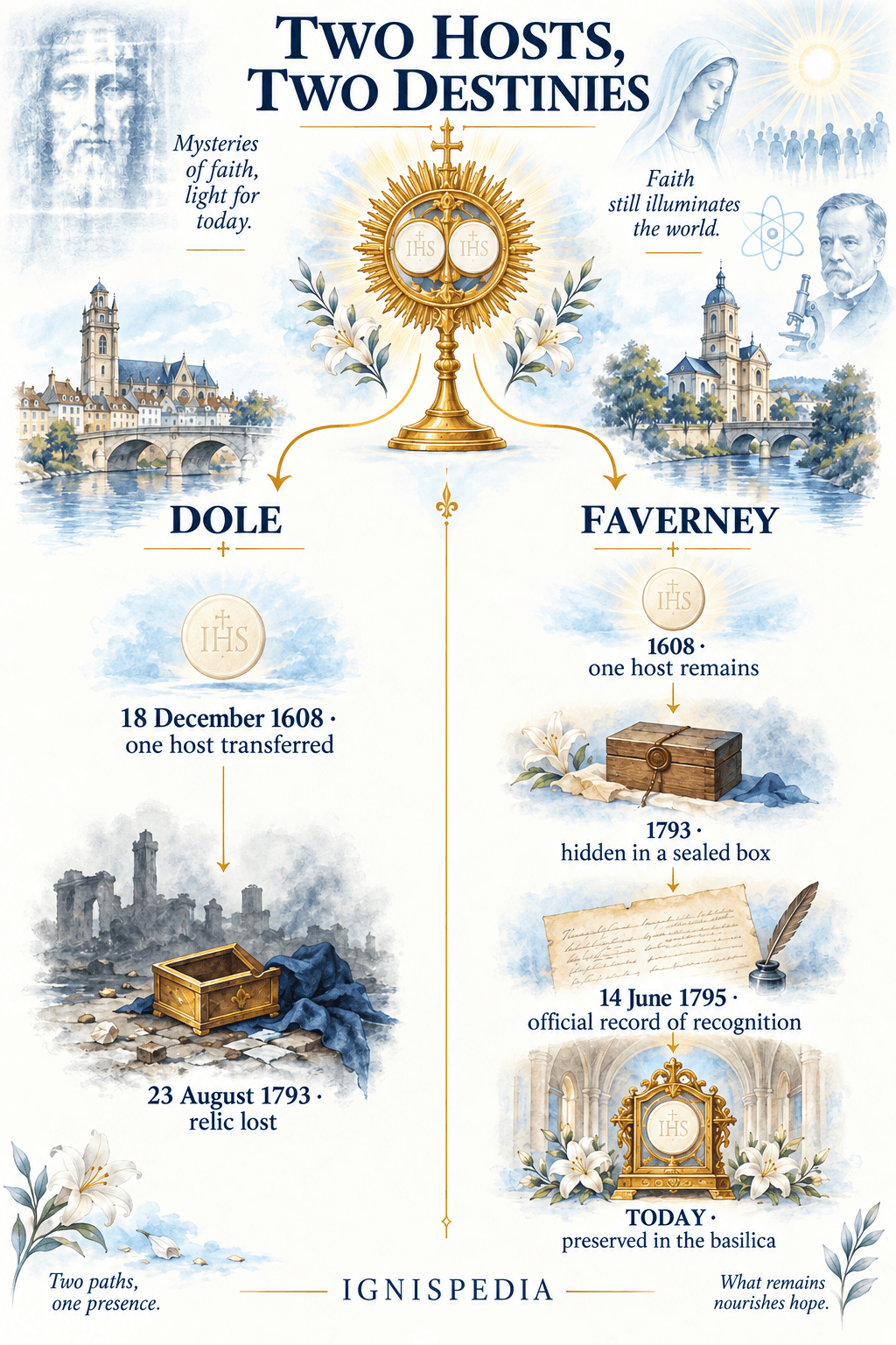Distinct fate of the two hosts of Faverney: the one from Dole lost in 1793, the one from Faverney hidden then preserved