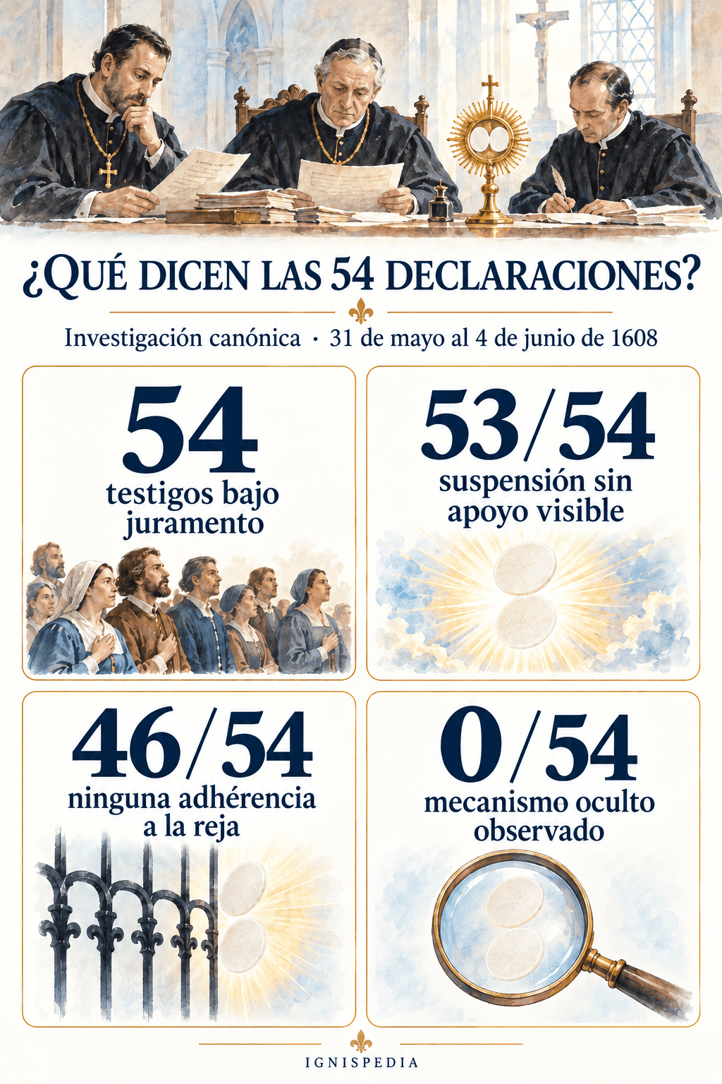 Balance de las 54 deposiciones de Faverney: 53 testimonian una suspensión sin apoyo visible, 46 una ausencia de adherencia a la reja