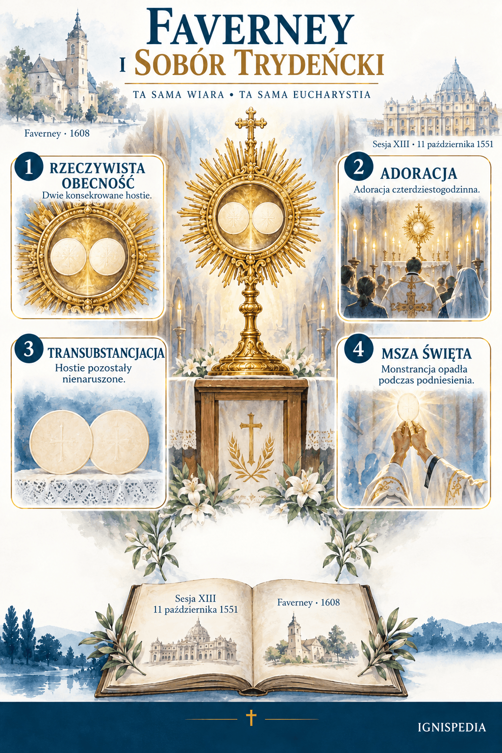 Cztery powiązania teologiczne między soborem trydenckim a opowieścią eucharystyczną z Faverney: obecność realna, adoracja, transsubstancjacja i msza