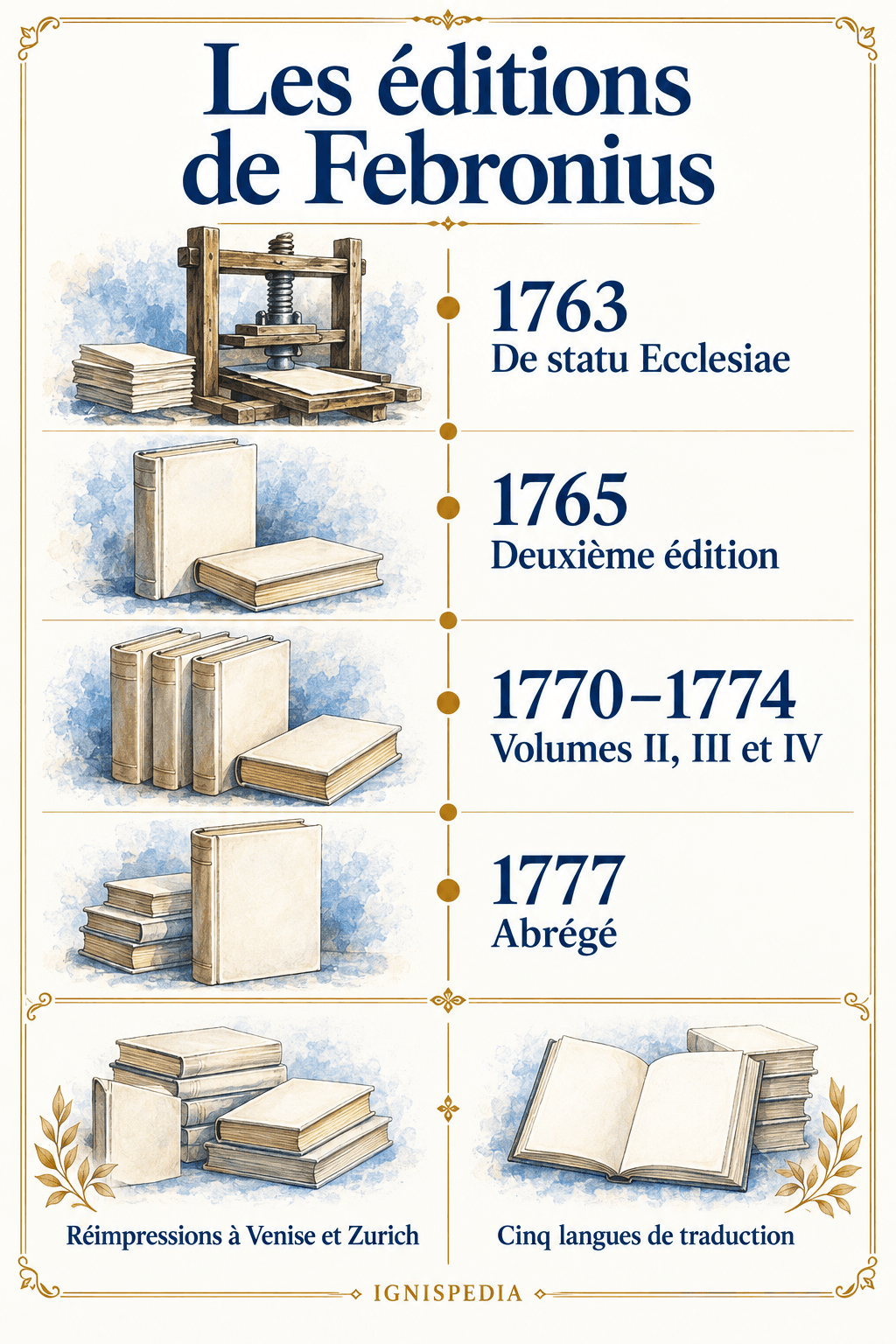 Chronologie des éditions et des traductions du De statu Ecclesiae de 1763 à 1777