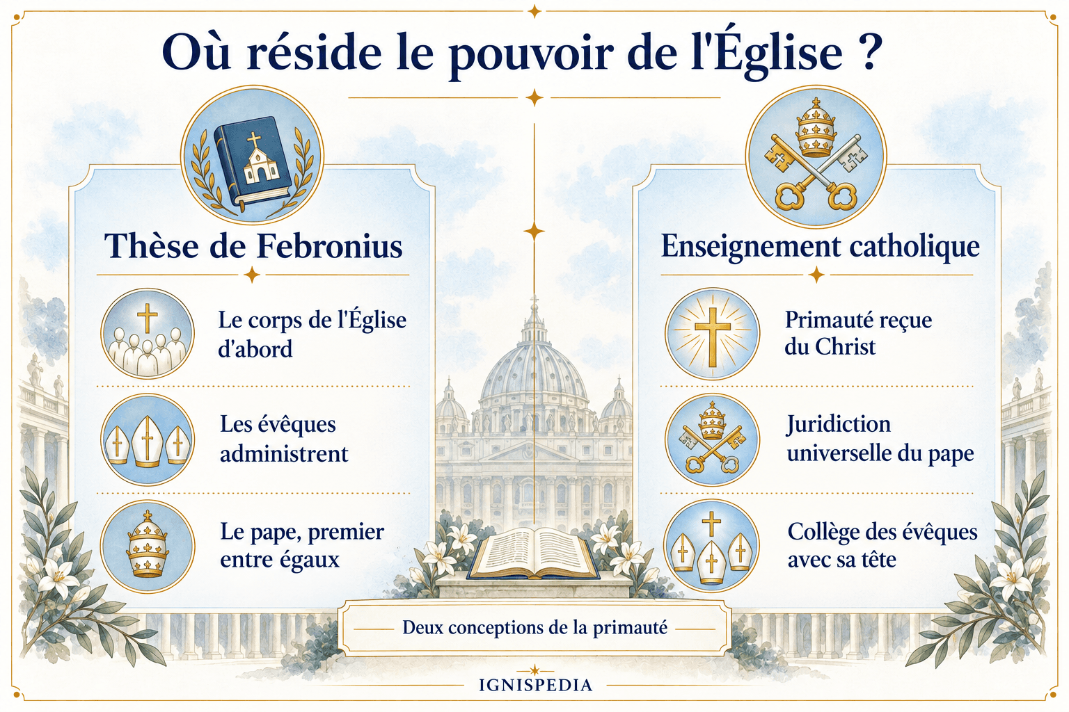 Comparaison entre la thèse de Febronius et la doctrine catholique sur la primauté pontificale