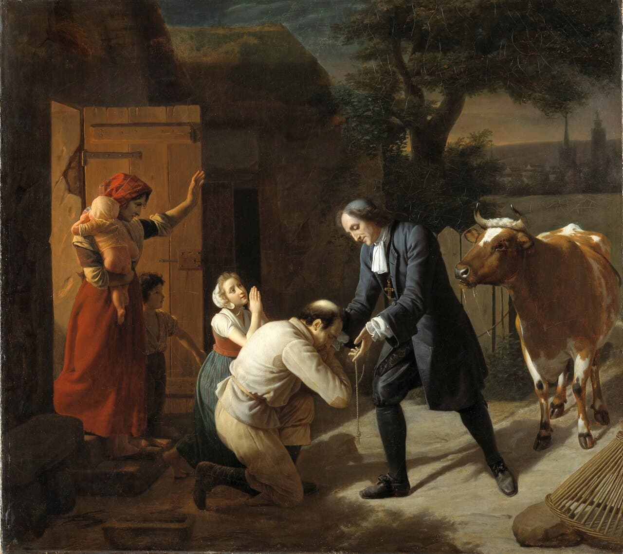 Fénelon gibt einem Bauern die requirierte Kuh zurück, Gemälde von Louis Hersent