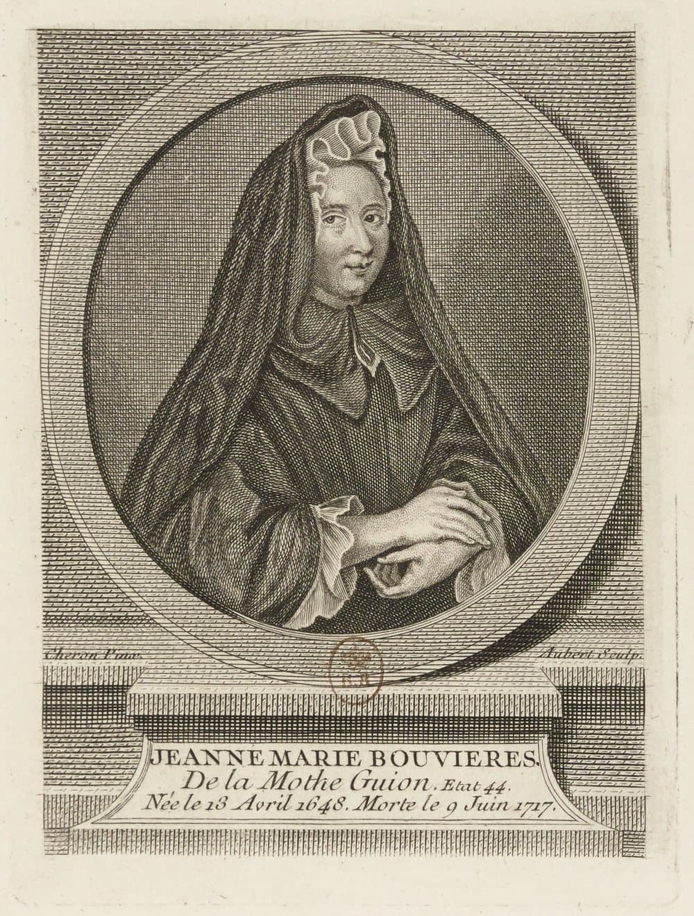 Jeanne-Marie Guyon, Stich von Michel Aubert nach Élisabeth Sophie Chéron