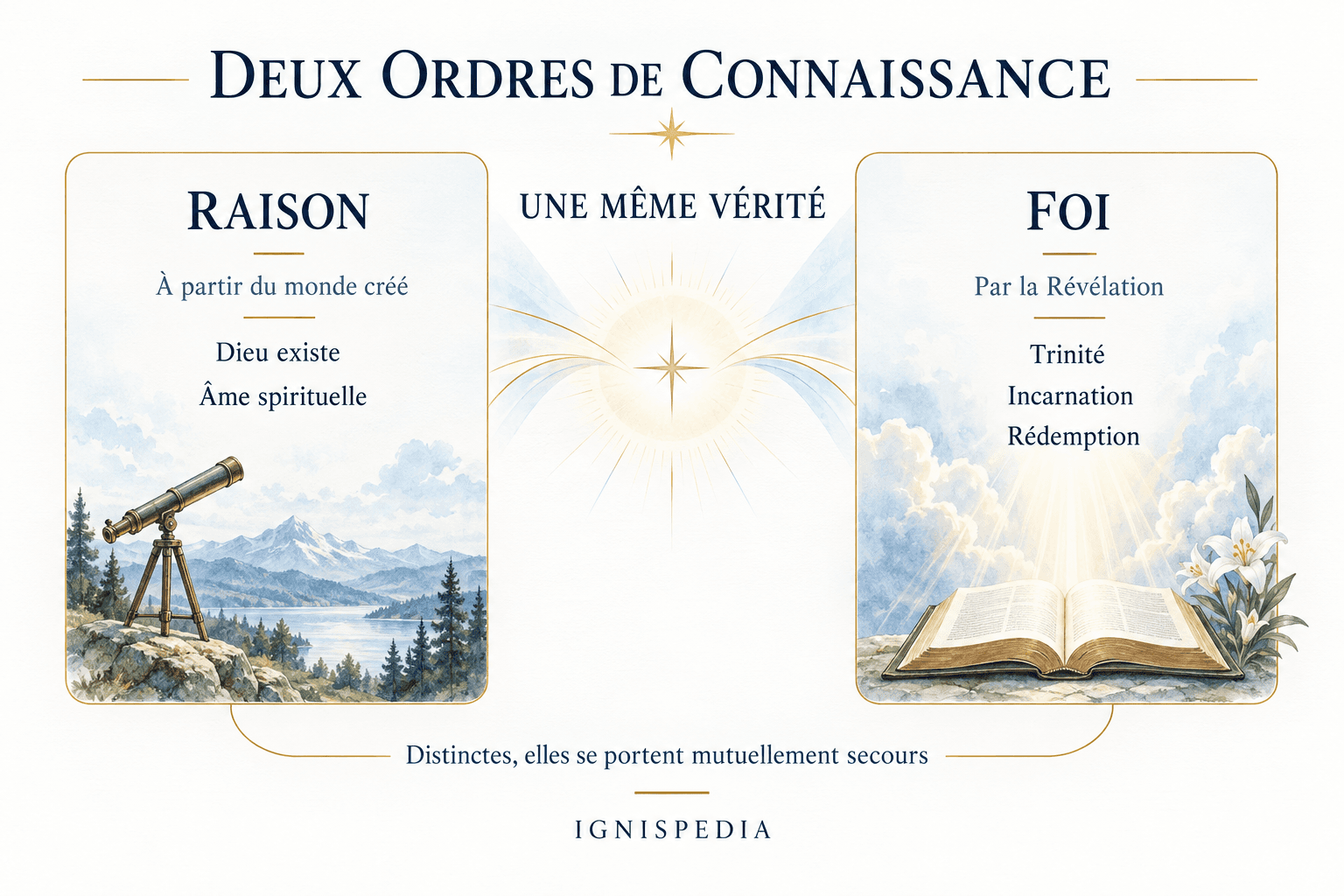 Deux ordres de connaissance, par la raison et par la foi, qui servent une même vérité