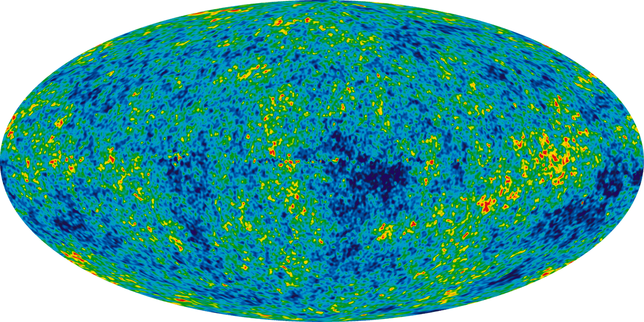 Mapa de las fluctuaciones del fondo cósmico de microondas elaborado por WMAP.