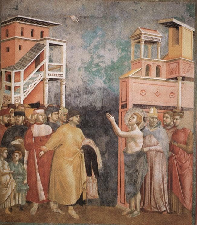 San Francisco renuncia a los bienes mundanos, fresco de Giotto en Asís