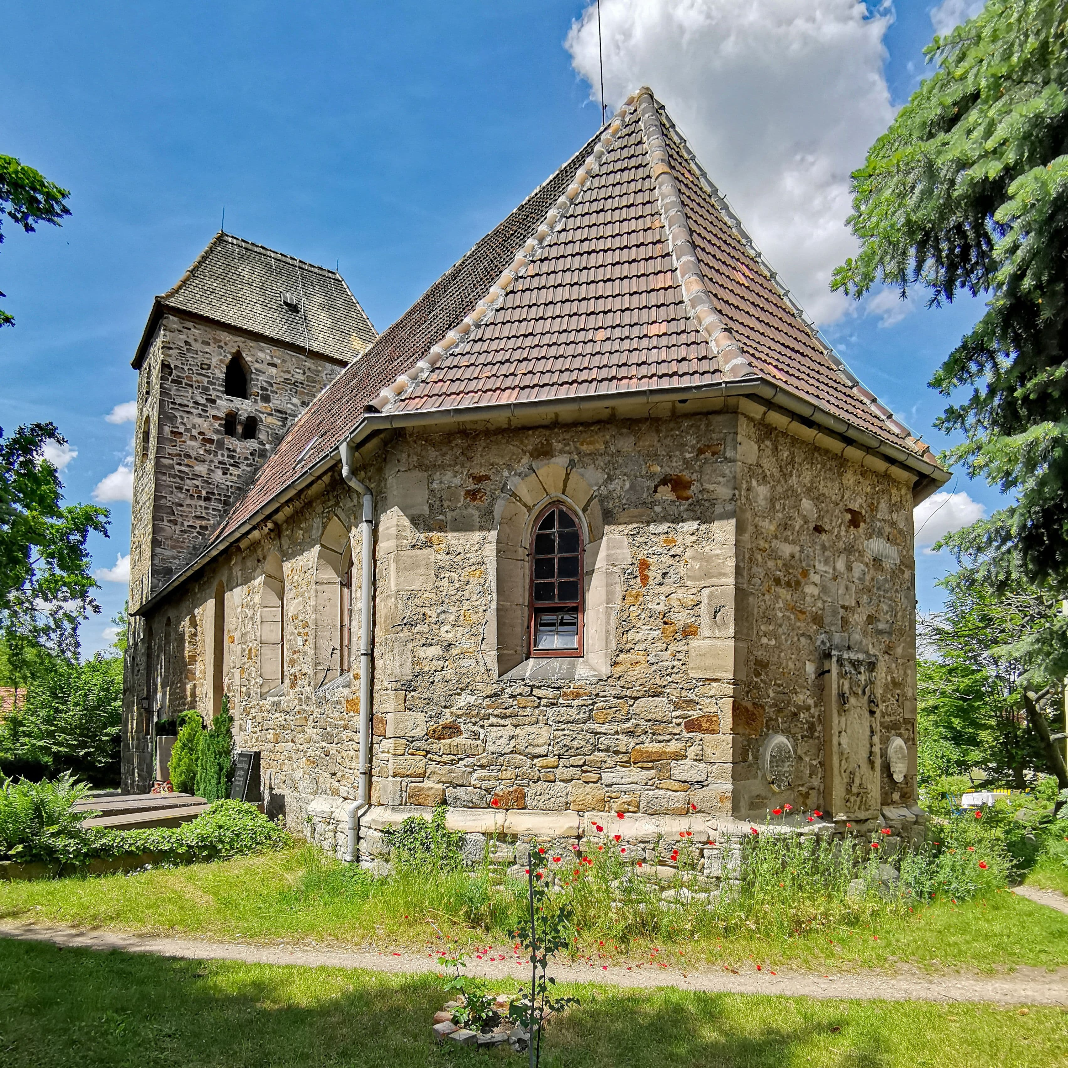The village church of Röcken, photographed in 2019