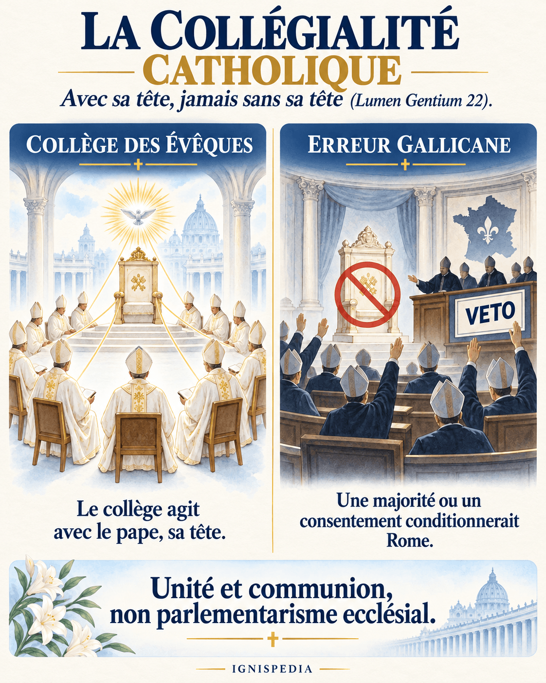 La collégialité catholique des évêques avec le pape comparée à un parlementarisme gallican qui conditionnerait son autorité