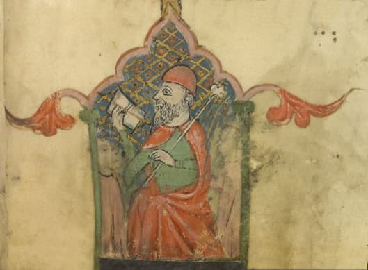 Miniatura medieval que representa a Rabán Gamaliel leyendo un libro