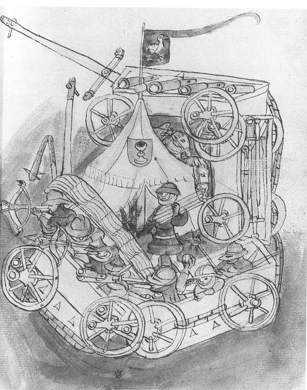 Hussite wagon fortress, fifteenth-century drawing