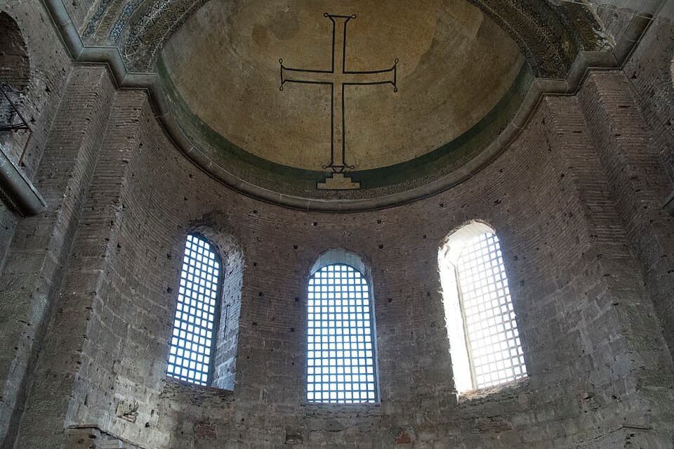 Great mosaic cross in the apse of Hagia Irene in Constantinople