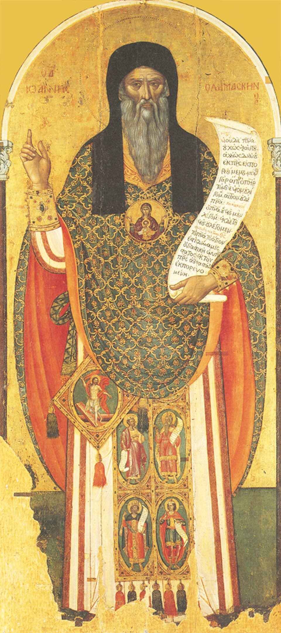 Icon of Saint John of Damascus holding a Gospel book