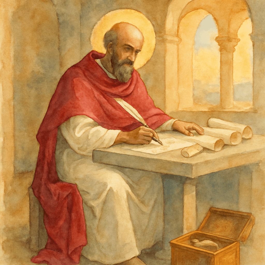 Saint Cyprien de Carthage écrivant sur les satisfactions des martyrs, vers 250